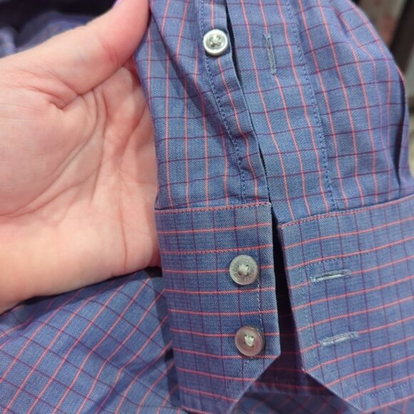Hugo Boss regular fit purple with pink stripe plaid long sleeve dress shirt - Picture 4 of 8